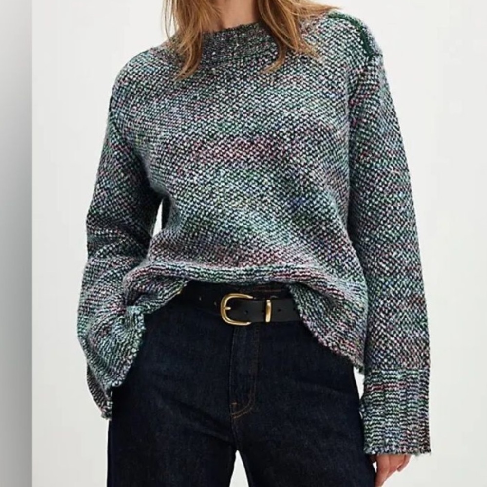 Free People Cotton Candy Pullover sweater Blue gemstone combo color size Small